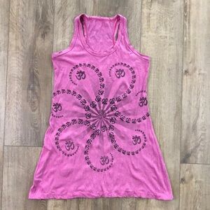Yoga OM Print Magenta Sleeveless Tank Top Dress